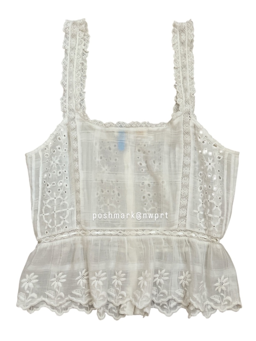 LoveShackFancy Luanne Eyelet Boho Tank Top Blouse White XS - Picture 7 of 12